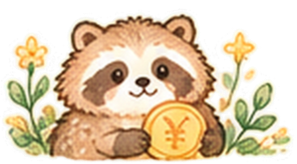 小判を抱えたタヌキ